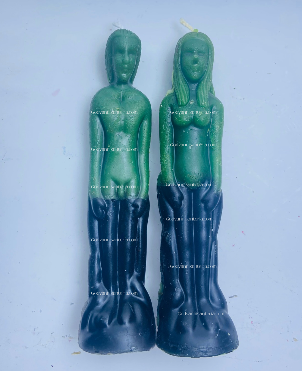 Black/Green Figure Plain Candles/Velas Figura Solidas Negro/Verde