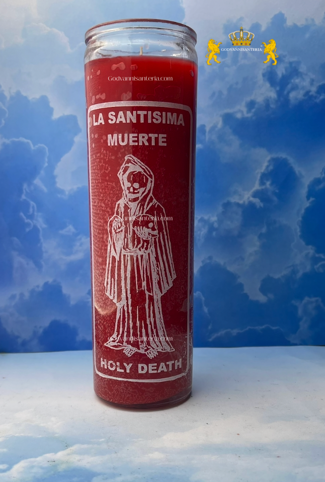 Holy Death Glass Candle/Vela De Vidrio Santa Muerte