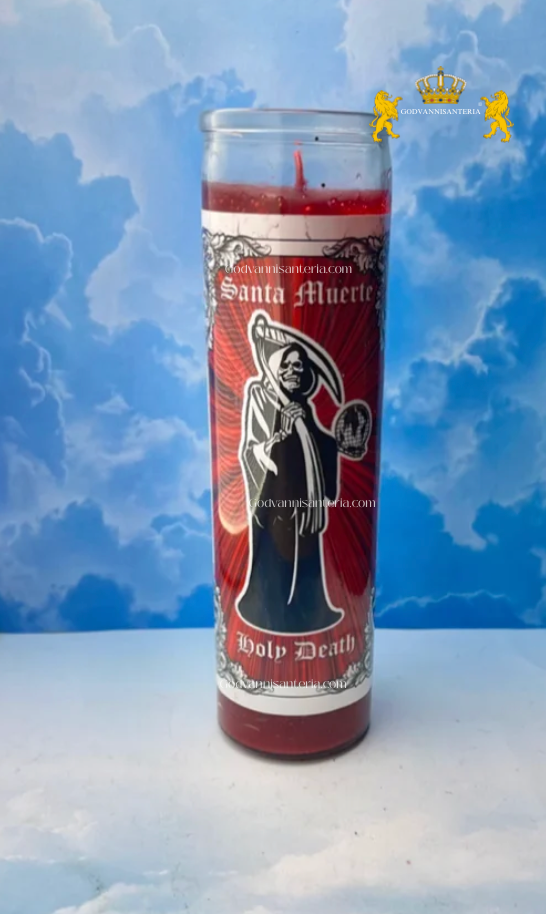 Holy Death Glass Candle/Vela De Vidrio Santa Muerte