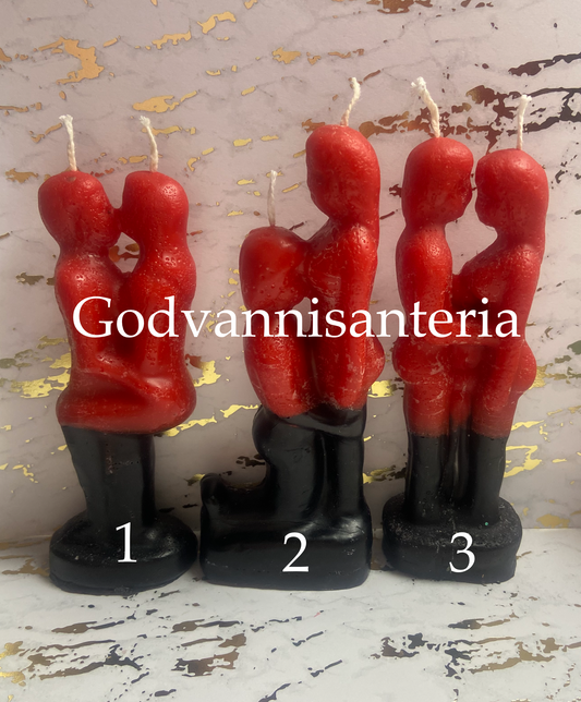 Red/Black Mini Couple Candles/Velas Roja/Negro Mini Parejas Velas