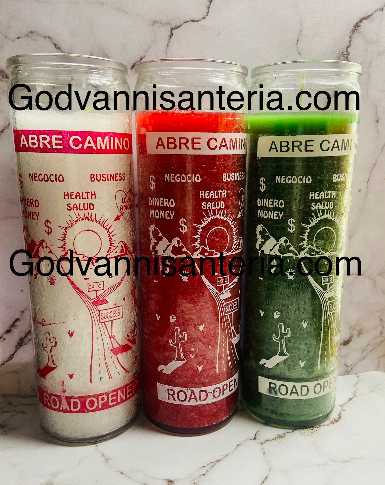 Open Roads Glass Candles/Velas Vidrio Abre Camino