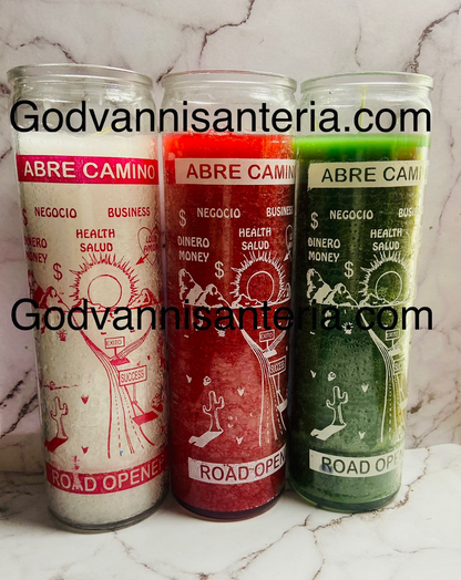 Open Roads Glass Candles/Velas Vidrio Abre Camino