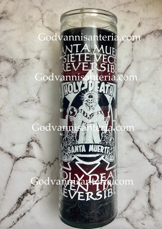 Holy Death Glass Candle/Vela Santa Muerte Vidrio