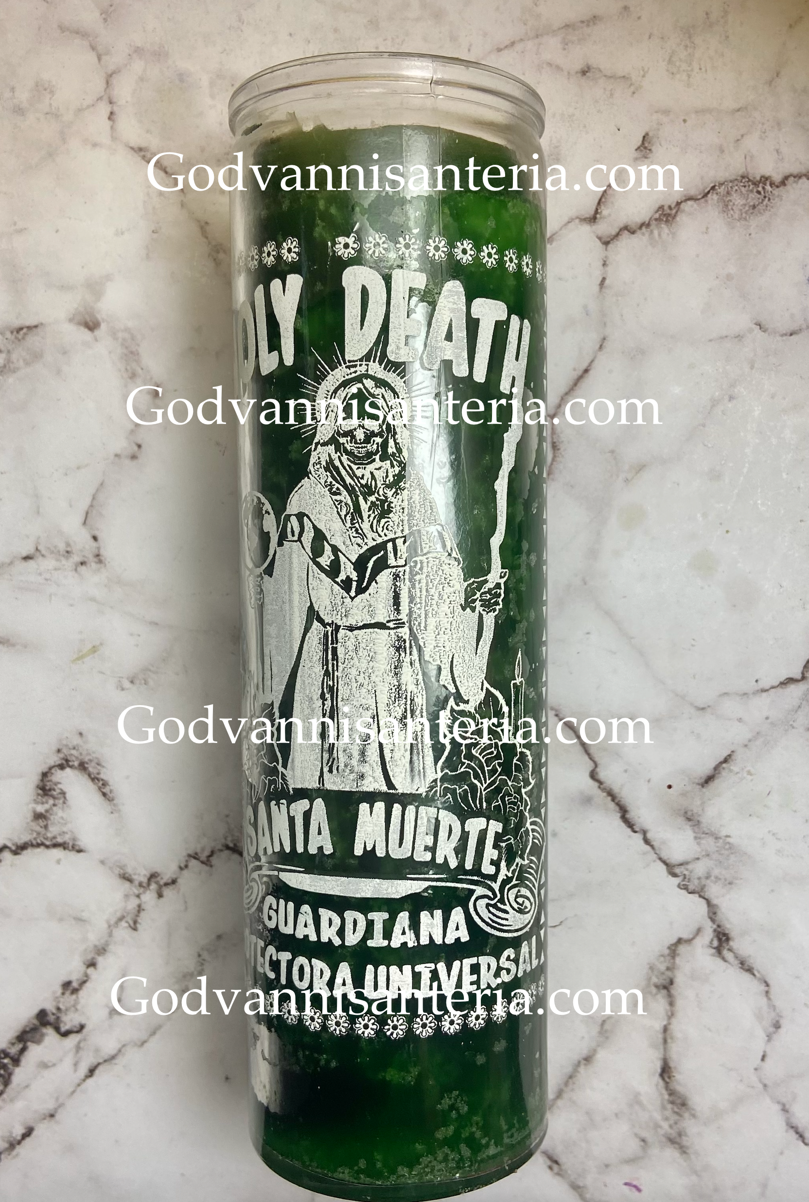 Holy Death Glass Candle/Vela Santa Muerte Vidrio