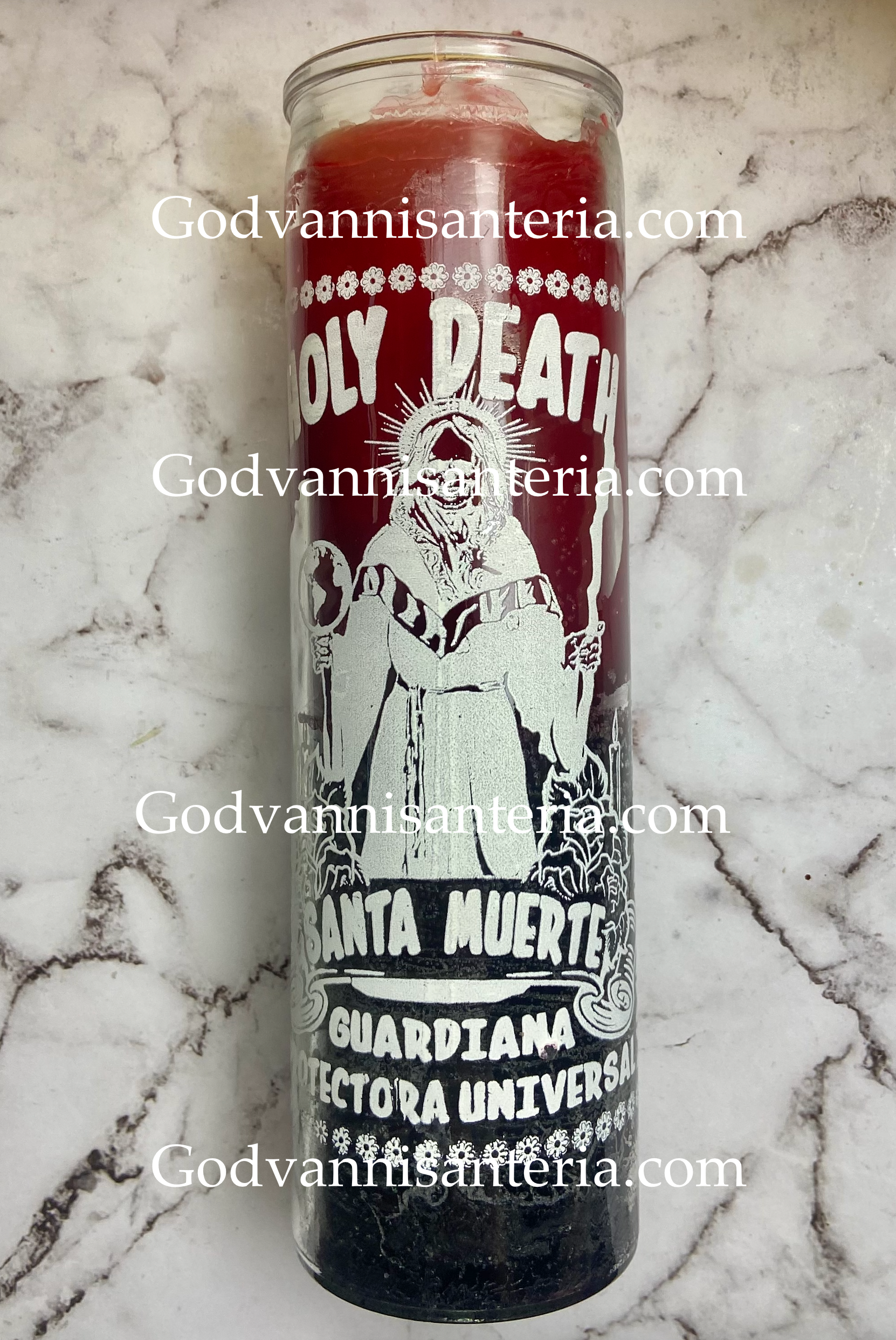 Holy Death Glass Candle/Vela Santa Muerte Vidrio