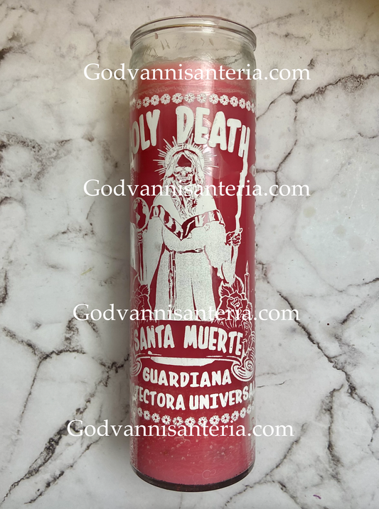 Holy Death Glass Candle/Vela De Vidrio Santa Muerte