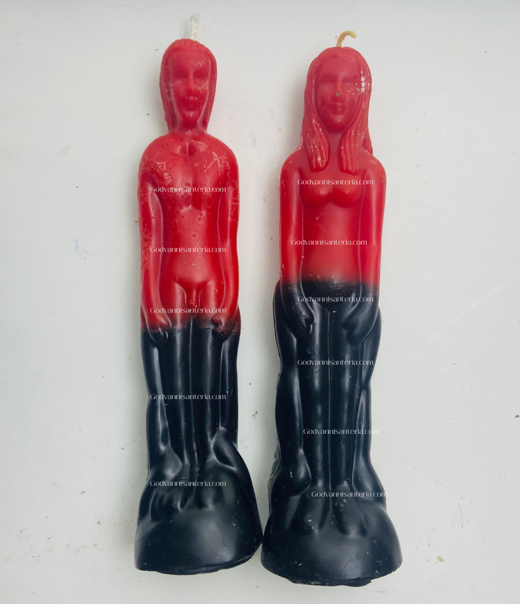 Red/Black Figure Plain Candles/Velas Solidas Figura Rojo/Negro