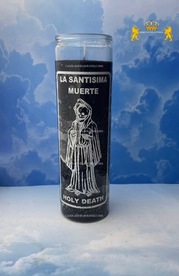 Holy Death Glass Candle/Vela De Vidrio Santa Muerte